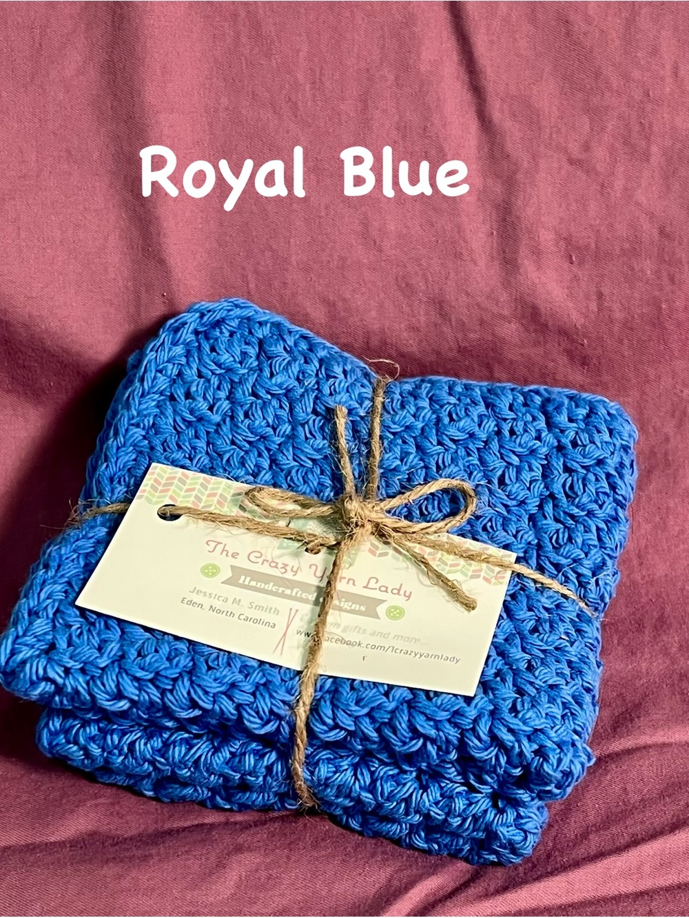 Royal Blue Handcrafted Cotton Dish Cloth Set of two